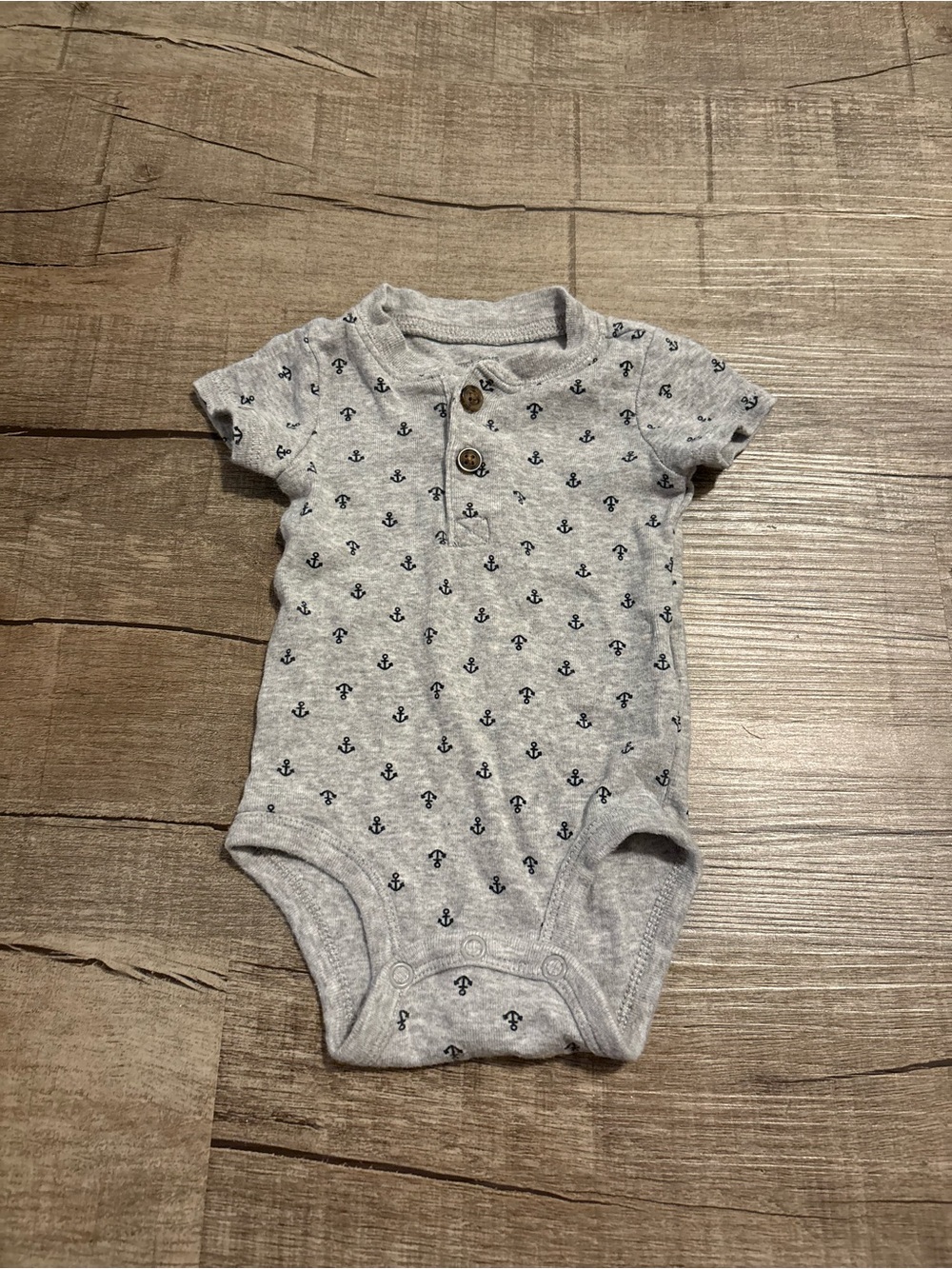 Carter's Gray One-Piece Bodysuit with Navy Anchor Print